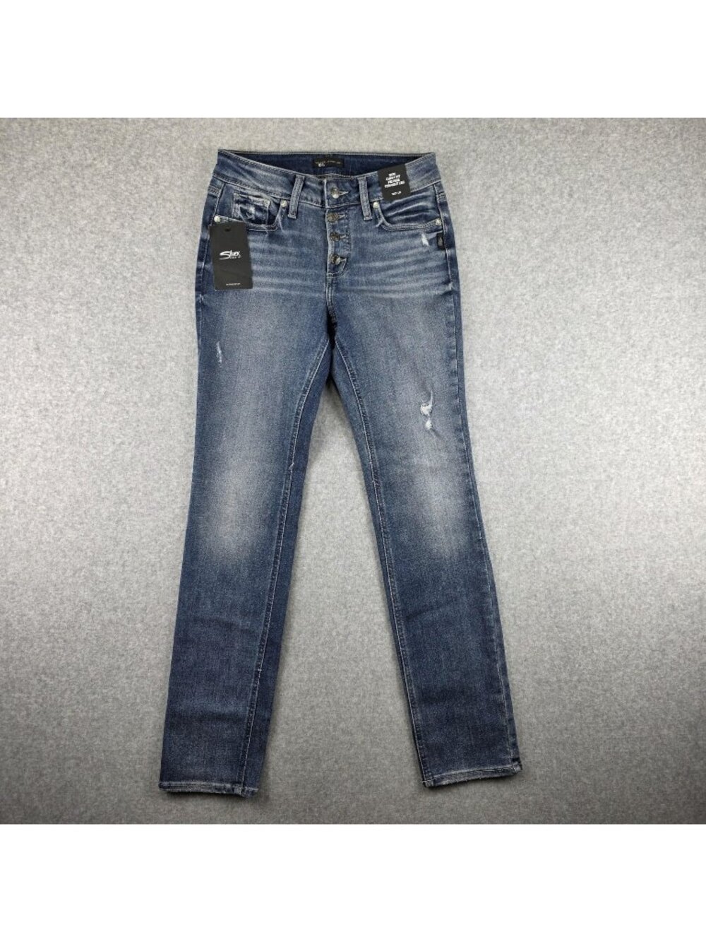 Silver Jeans Co Suki Womens 27x31 Curvy Mid Rise Straight Stretch Button Fly NWT